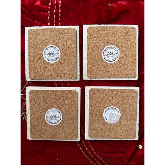 Studio Vertu Handmade Victorian Vintage Christmas 4” Coaster Set Made USA Gift - Picture 6 of 8